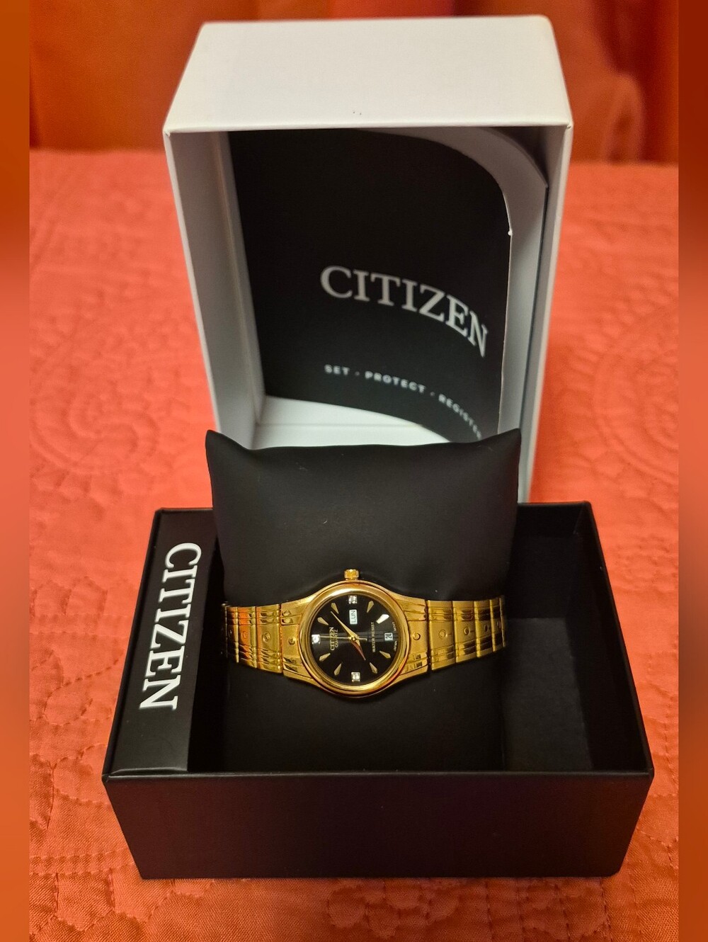 Citizen Gold Band Watch with Black Face